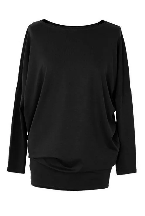 Bluzka tunika z wiskozy czarna od S do 3XL - BASIC