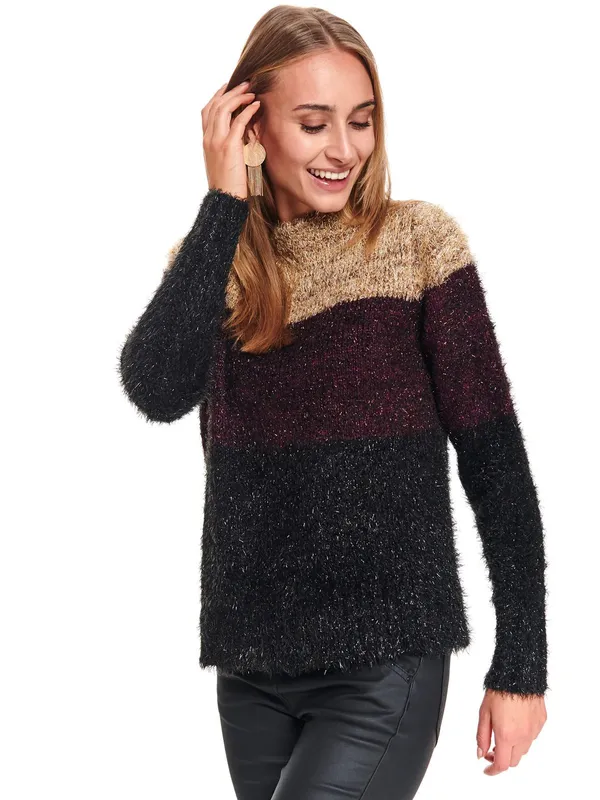 Gruby damski sweter z okrągłym dekoltem