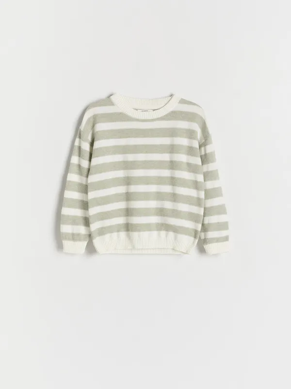 Sweter o swobodnym fasonie, wykonany z bawełnianej dzianiny. - jasnozielony