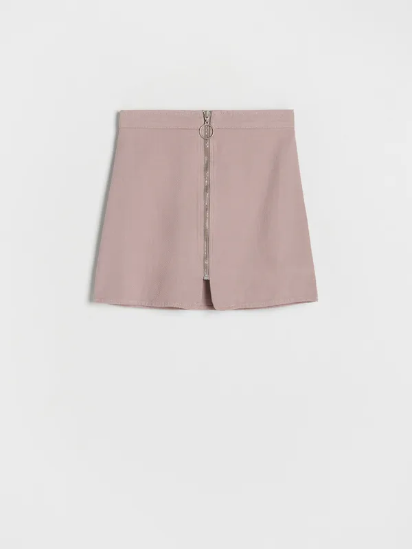 Bawełniana spódnica z zamkiem - Brązowy