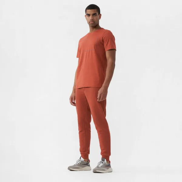 Męskie spodnie dresowe joggery 4F 4FAW22TTROM358 - pomarańczowe