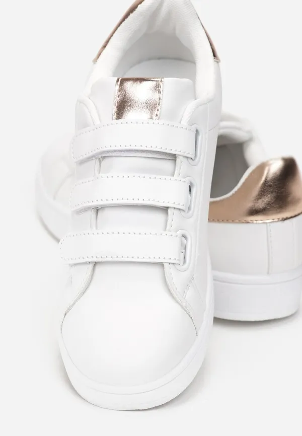 Biało-Złote Sneakersy Zapinane na Rzepy Fuve