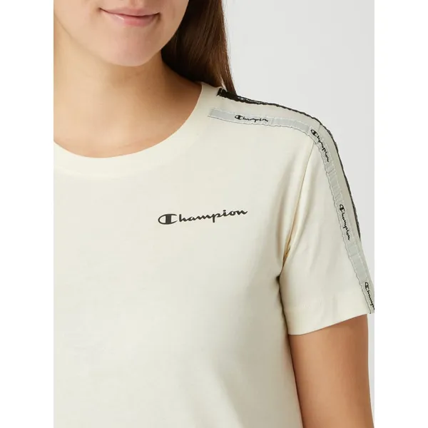 CHAMPION T-shirt o kroju regular fit z paskami z logo