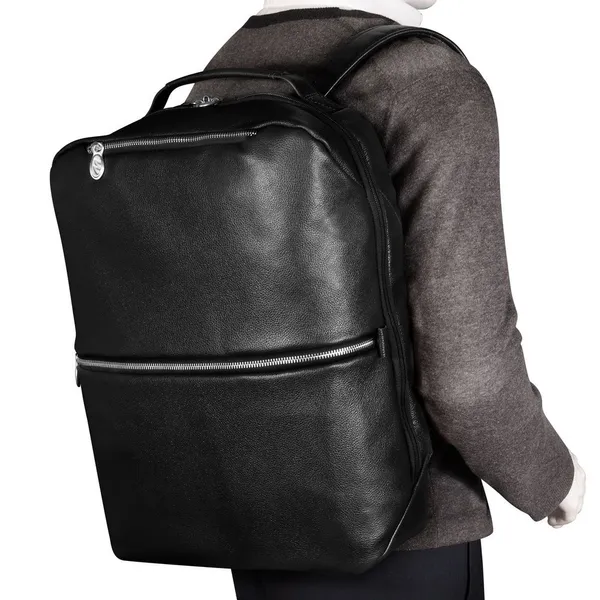 Plecak, torba podróżna skórzana czarna East Side ze skóry naturalnej na laptopa 17"