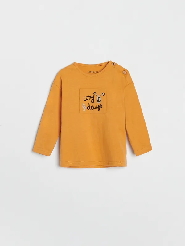 Bawełniana koszulka z aplikacją - Pomarańczowy