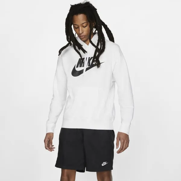 Męska bluza z kapturem i grafiką Nike Sportswear Club Fleece - Biel