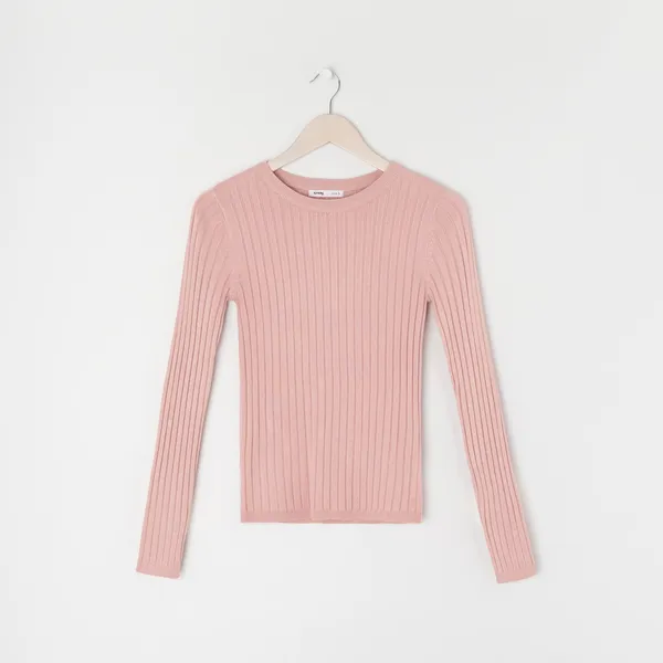 Sweter z miękkiej dzianiny - Różowy