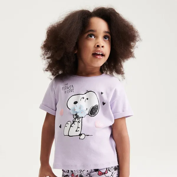 T-shirt Snoopy - Fioletowy