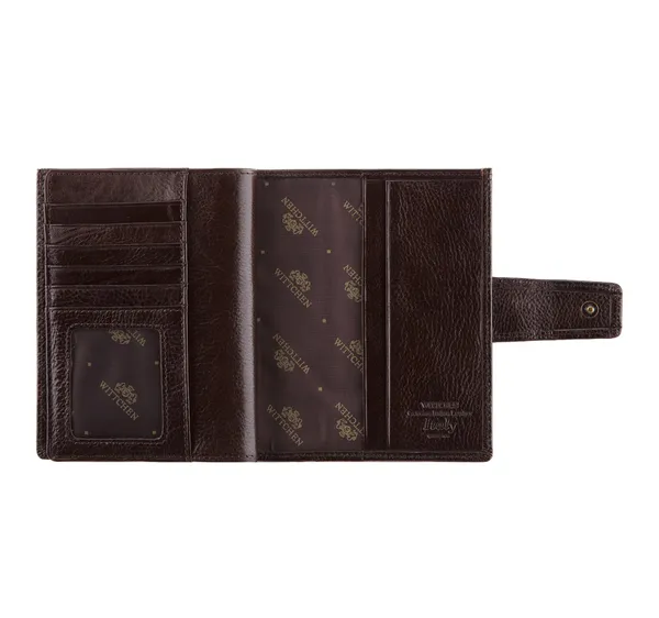 Damski portfel skórzany z przezroczystą kieszenią