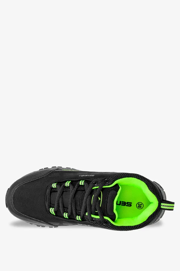 Czarne buty trekkingowe sznurowane unisex softshell casu b2003-2
