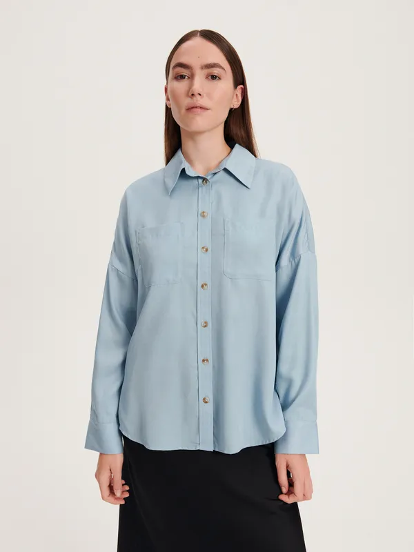 Koszula z lyocellu - Niebieski