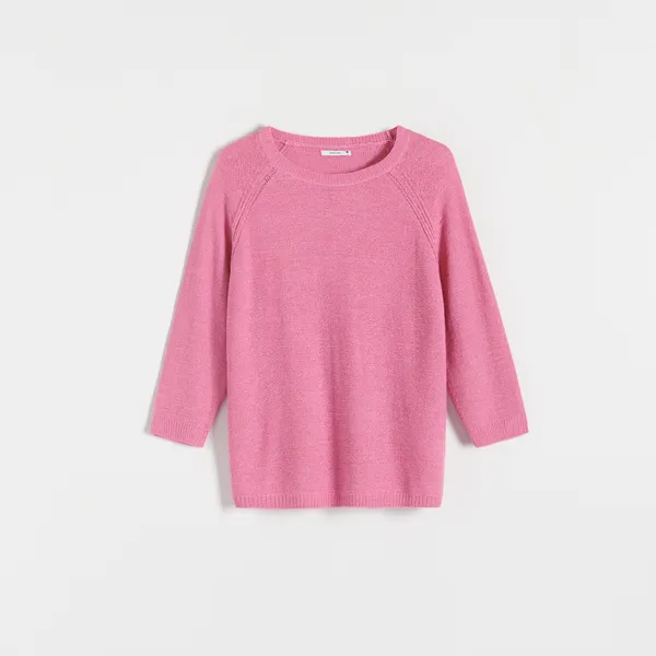 Dzianinowy sweter - Różowy