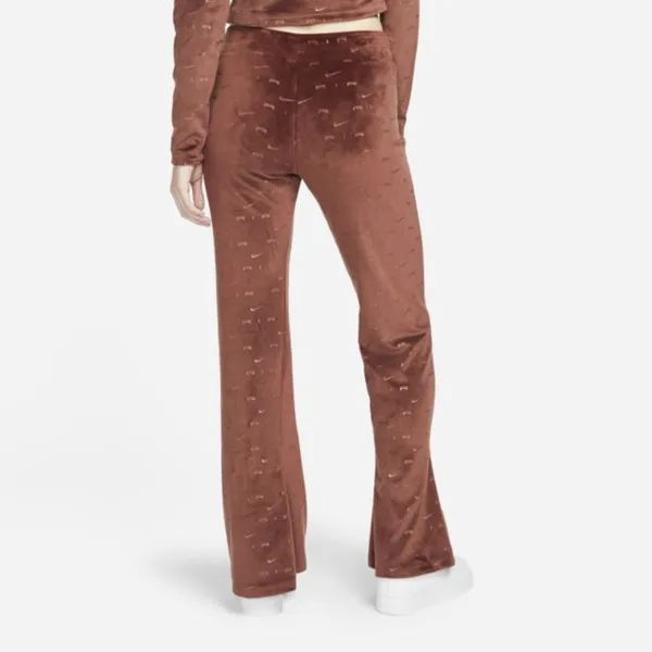 Damskie welurowe spodnie ze średnim stanem Nike Air - Brązowy