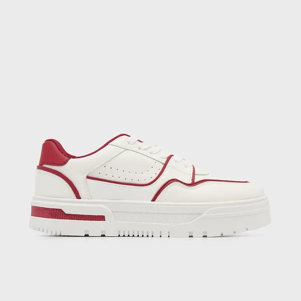 Sneakersy na grubej podeszwie z czerwonymi wstawkami - Czerwony