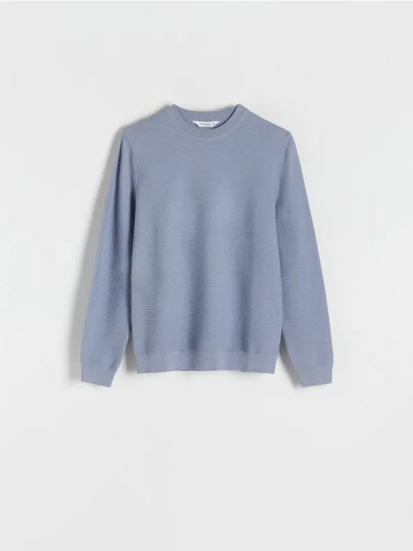 Sweter o regularnym kroju, wykonany z bawełnianej dzianiny z lyocellem. - jasnoniebieski