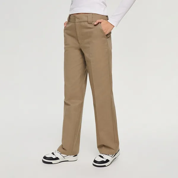 Beżowe spodnie straight fit - Beżowy