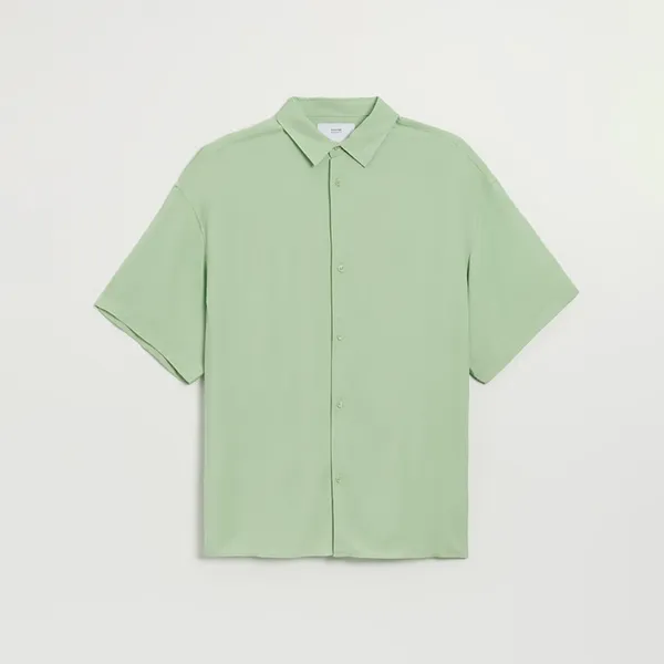Luźna koszula z krótkim rękawem zielona - Zielony
