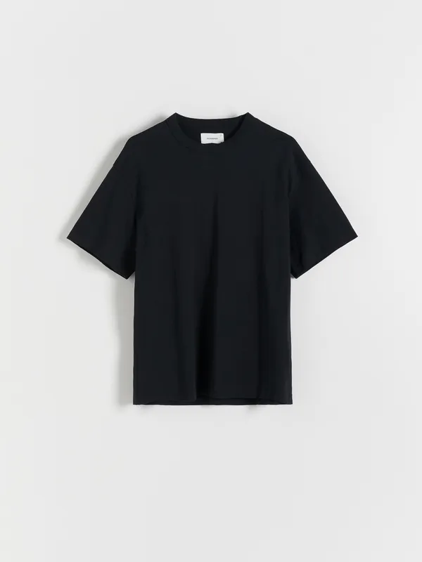 T-shirt oversize z gumką - Czarny
