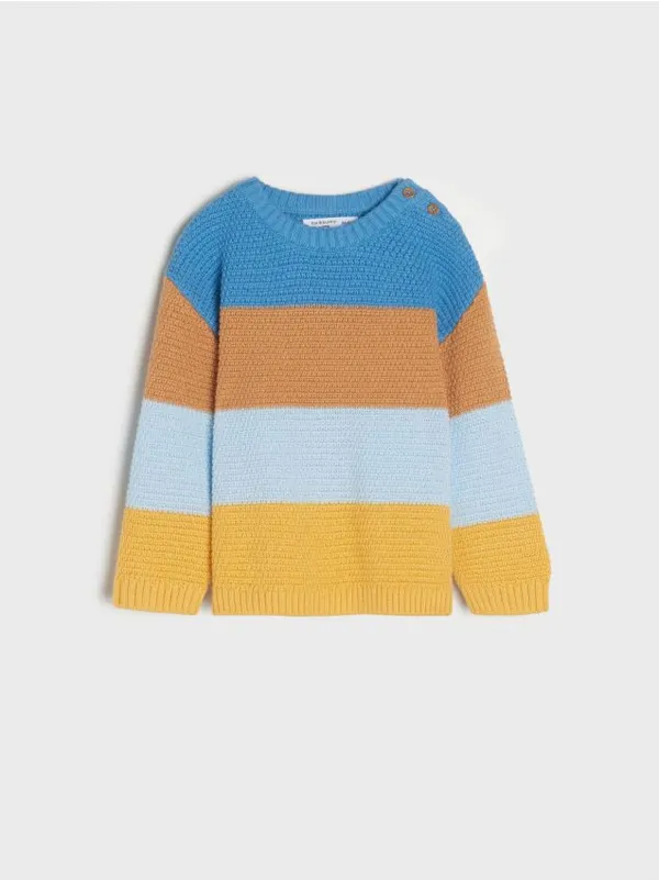 Wygodny sweter wykonany z bawełnianej dzianiny. - wielobarwny
