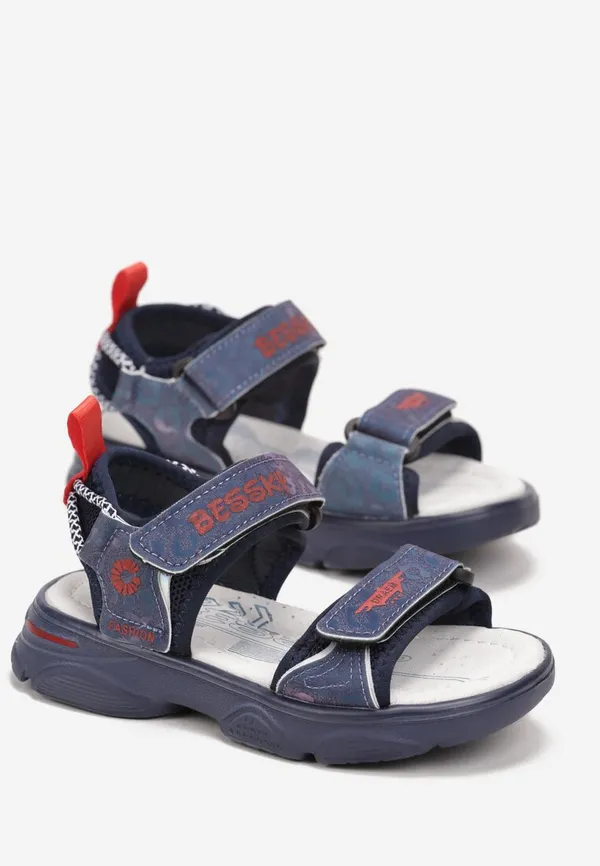 Niebiesko-Czerwone Regulowane Sandały z Rzepem i Skórzaną Wkładką Adilene