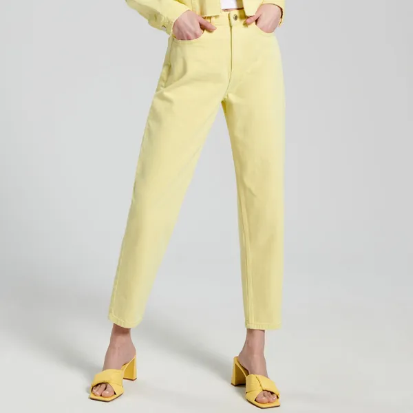 Jeansy mom high waist - Żółty