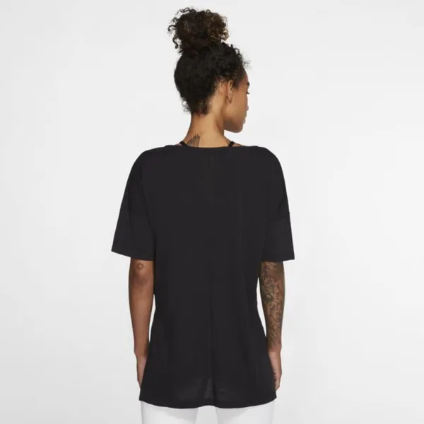 Damska koszulka z krótkim rękawem Nike Yoga - Czerń
