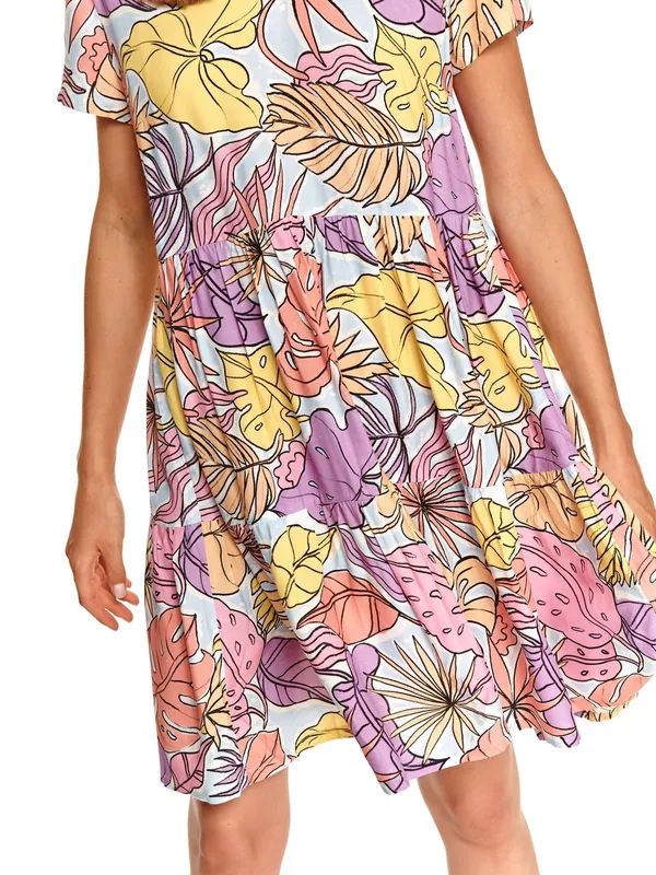 Mini sukienka w pastelowy nadruk roślinny