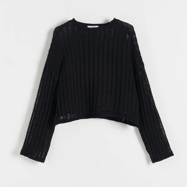 Ażurowy sweter - Czarny