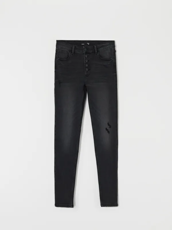 Spodnie jeansowe skinny uszyte z bawełny z domieszką elastycznych włókien. - czarny