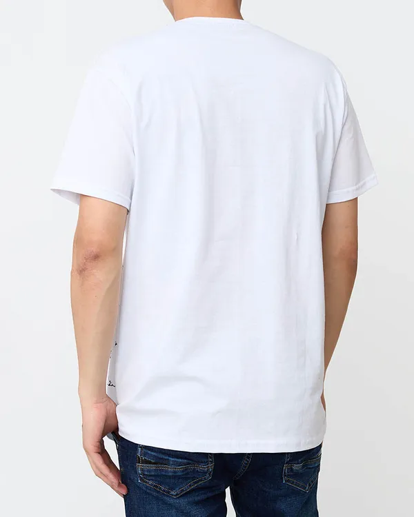 T-shirt męski w kolorze białym z nadrukiem- Odzież - Biały
