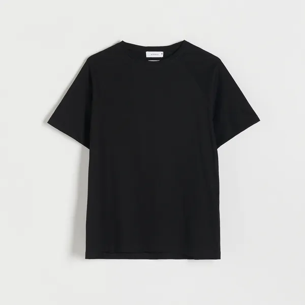Bawełniany t-shirt regular - Czarny