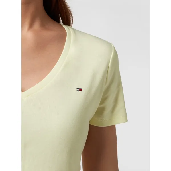 Tommy Hilfiger T-shirt z czystej bawełny z dekoltem w serek
