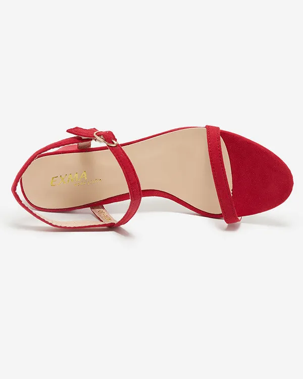 Sandały damskie na słupku w kolorze czerwonym Usopi- Obuwie - Czerwony