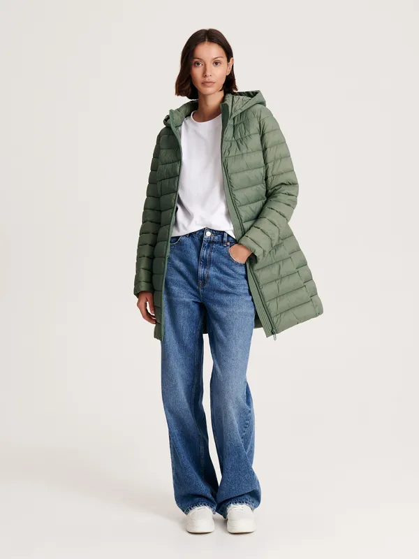 Pikowany płaszcz - Zielony