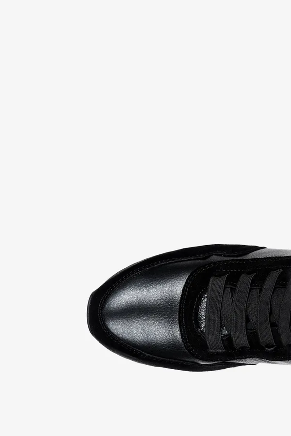 Czarne botki skórzane sneakersy produkt polski casu 09413
