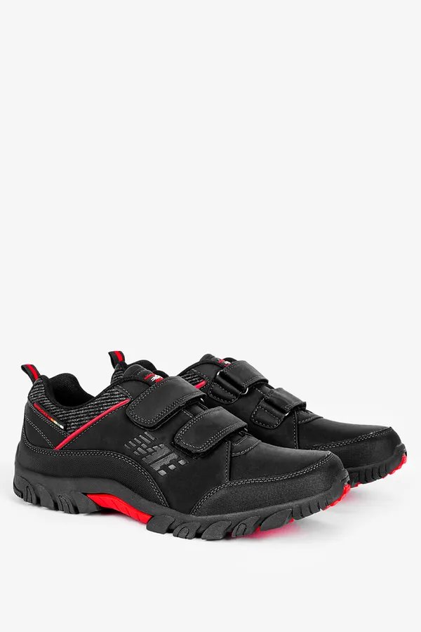 Czarne buty trekkingowe na rzepy badoxx mxc8142/r