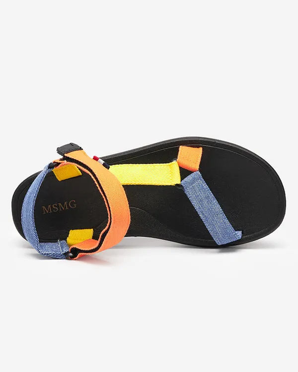 Damskie sandały tkaninowe w kolorze pomarańczowym Ojo- Obuwie - Niebieski || Żółty || Pomarańczowy