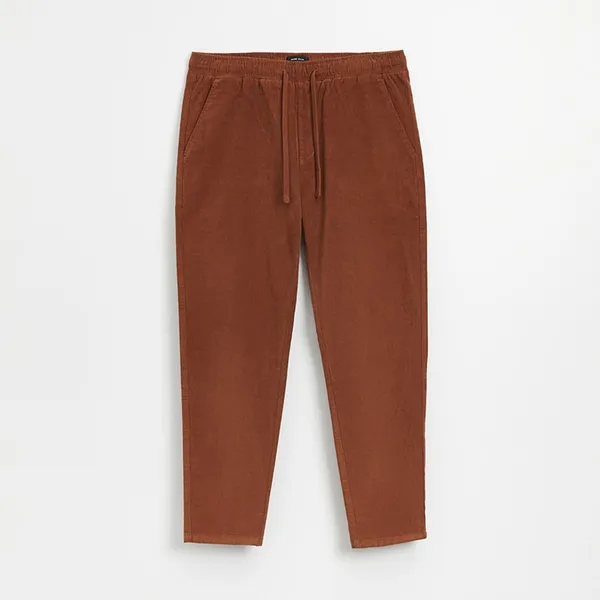 Sztruksowe spodnie carrot fit brązowe - Brązowy