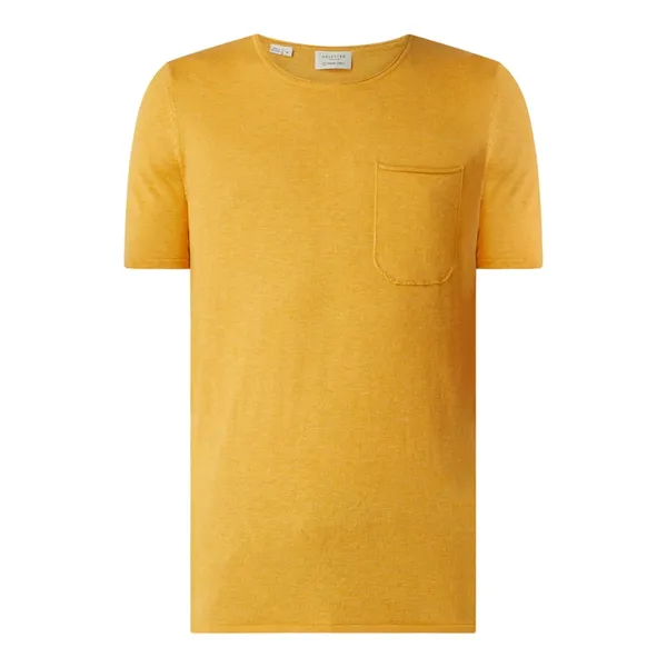 Selected Homme T-shirt o kroju slim fit z kieszenią na piersi model ‘Micha’