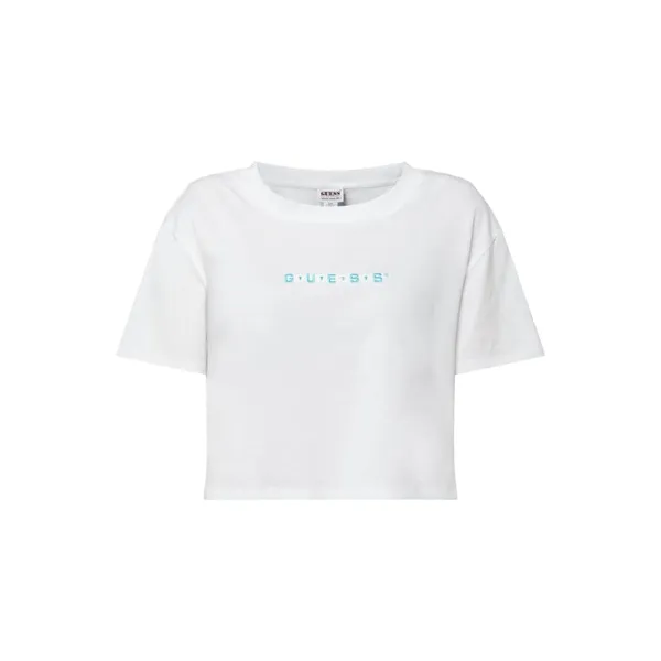 Guess T-shirt krótki z detalami z logo model ‘Arch’