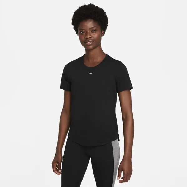 Damska koszulka z krótkim rękawem o standardowym kroju Nike Dri-FIT One - Czerń