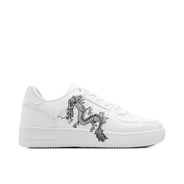 Białe sneakersy z motywem smoka