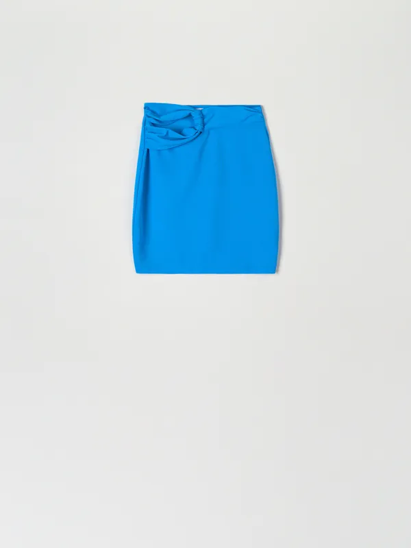 Spódnica mini z wiązaniem - Niebieski