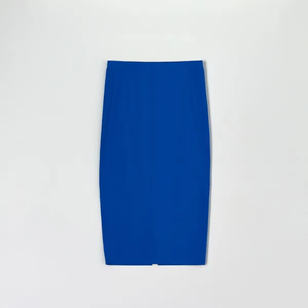 Spódnica midi z rozcięciem - Niebieski