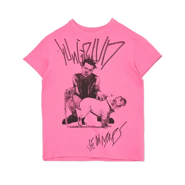 Różowy t-shirt z nadrukiem Yungblud