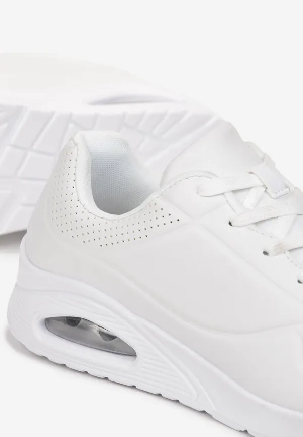 Białe Sznurowane Buty Sportowe z Perforacją na Nosku Sportisa