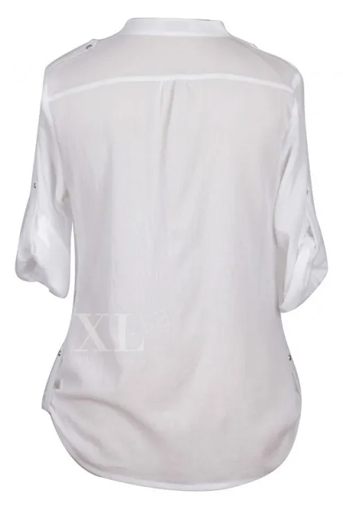 Biała bluzka wizytowa plus size- IDA
