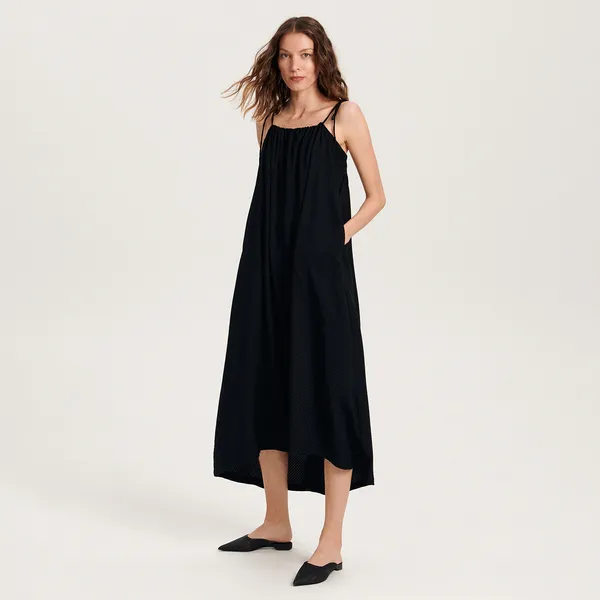 Długa sukienka z EcoVero™ - Czarny