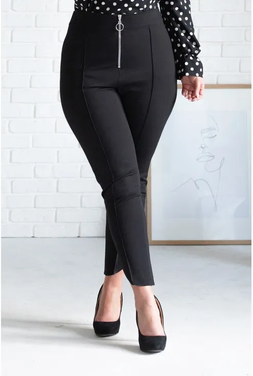 Czarne eleganckie spodnie w kant z wysokim stanem - 7/8 FORNELIA