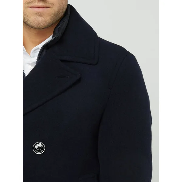 Tommy Hilfiger Płaszcz wełniany z wyjmowaną plisą w kontrastowym kolorze — watowany